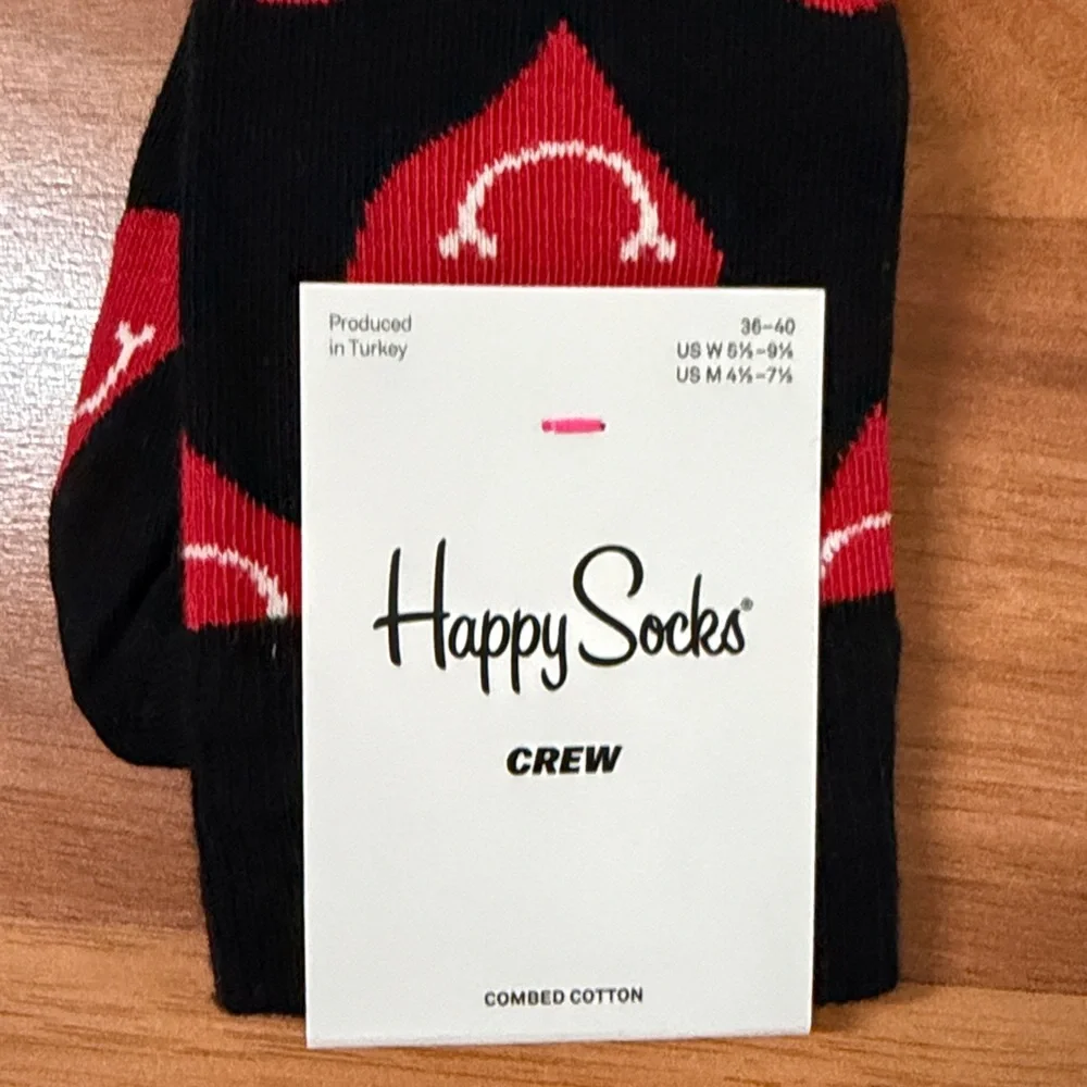 ❤️ Happy Socks Smiling Dog Crew Socks Size M NWT